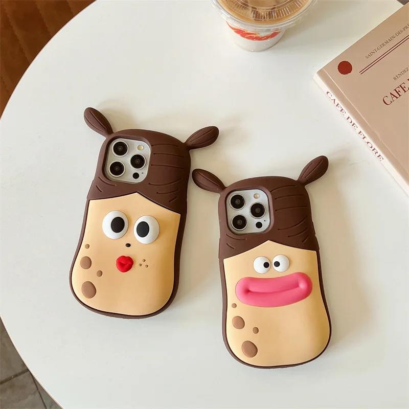 Фото Чехол для телефона для iphone 16, 15, 14, 13, 12, Pro Max, новая корейская INS Squishy Toy Cubic Fun Braid Girl, креативная мягкая защитная задняя крышка №5