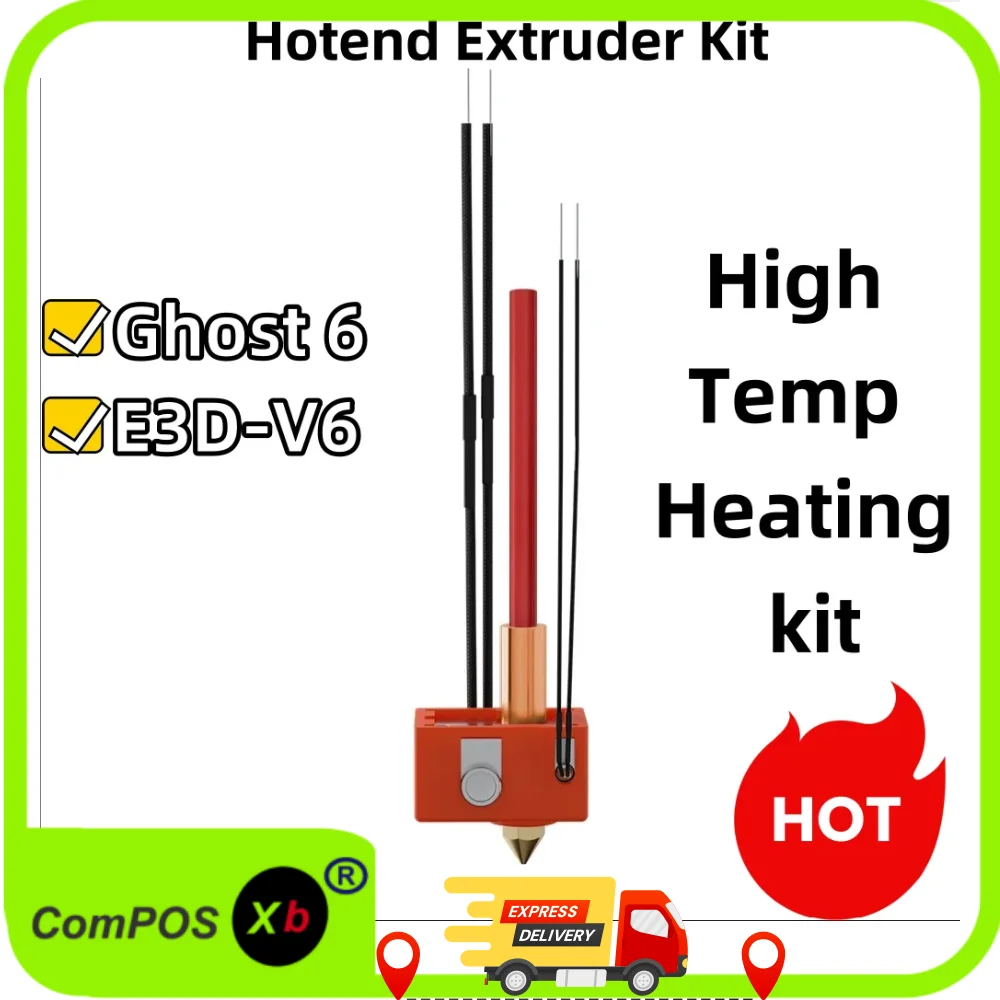 Комплект экструдера Hotend Ghost 6 и E3D V6 |   400 ℃   Насадка из молибденового сплава + титановая терморазрыв |   Удаление нулевого конуса |   Лаборатория сертифицирована