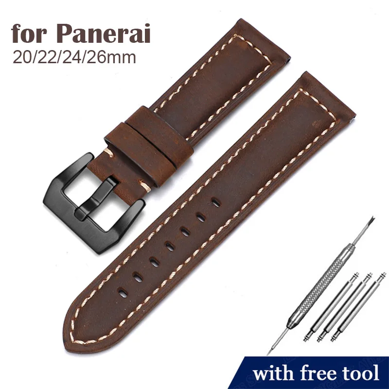Ремешок для часов Panerai для Fossil для SEIKO для TISSOT, браслет из натуральной кожи, ремешок для часов 20 мм, 22 мм, 24 мм, 26 мм, аксессуары