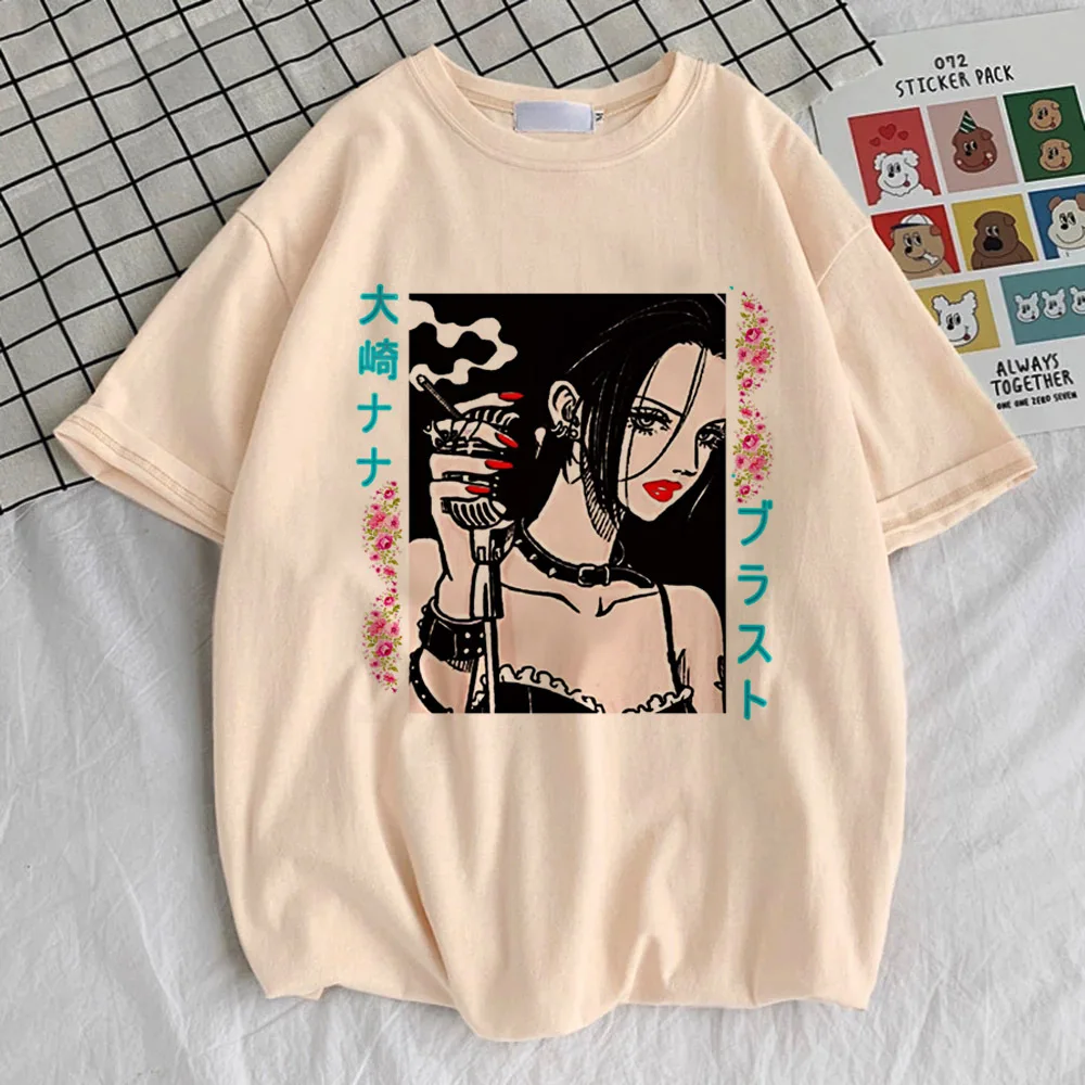 Фото Футболка Black Stones Nana Osaki для девочек, дышащая винтажная красочная футболка 2000-х годов, корейская одежда, пастельная уличная одежда в стиле каваи с графикой №4