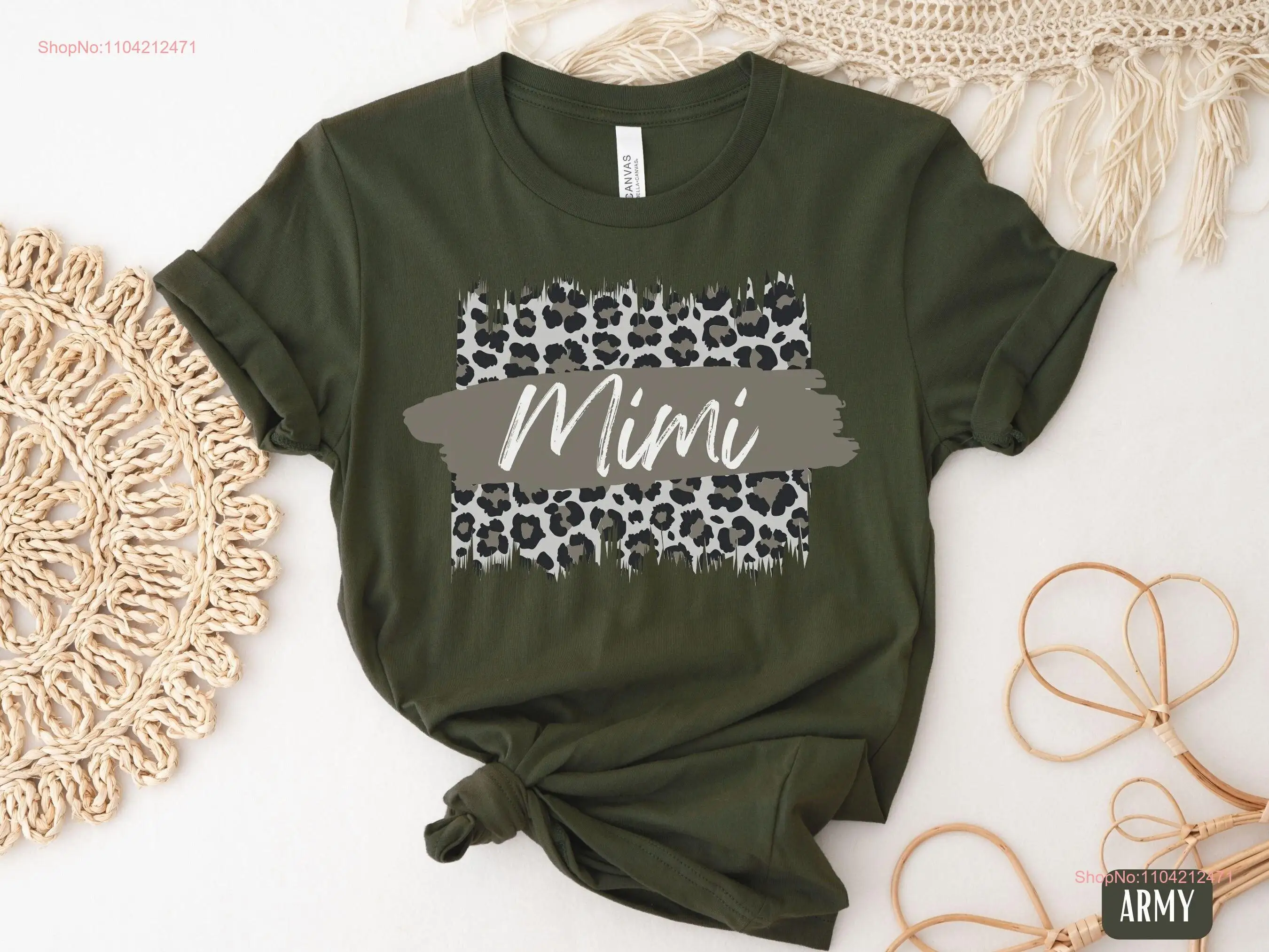 Футболка Mimi New Leopard Grandmother для бабушки на день рождения Gigi Nana Персонализированные длинные или короткие рукава