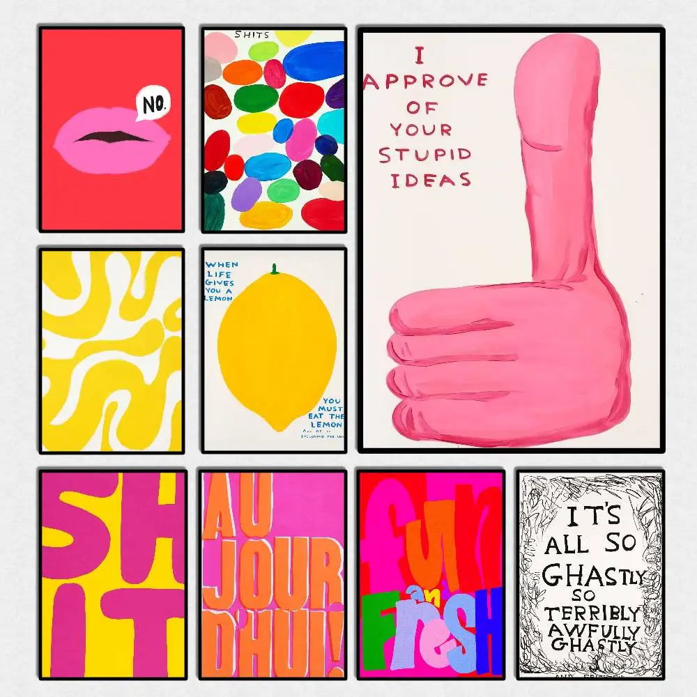 Poster D-David S-Shrigley Poster Self-Adhesive Sticker-No Glue Needed Easy Stick And Remove Perfect For Room Decor