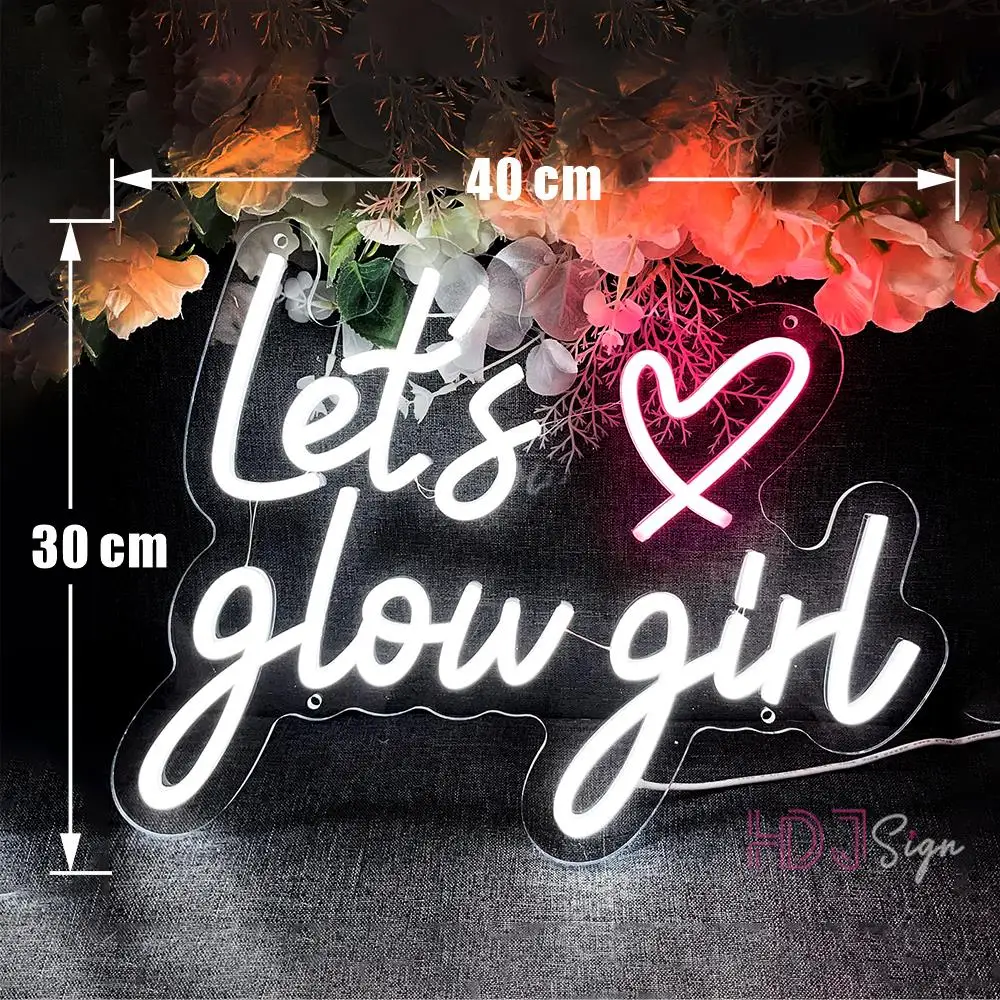 Фото Светодиодная неоновая вывеска Lets Glow Girl Room Decor Настенная неоновая светодиодная вывеска Подарок на день рождения Декор для вечеринки Спальня Неоновые огни Салон красоты Неоновая лампа №3