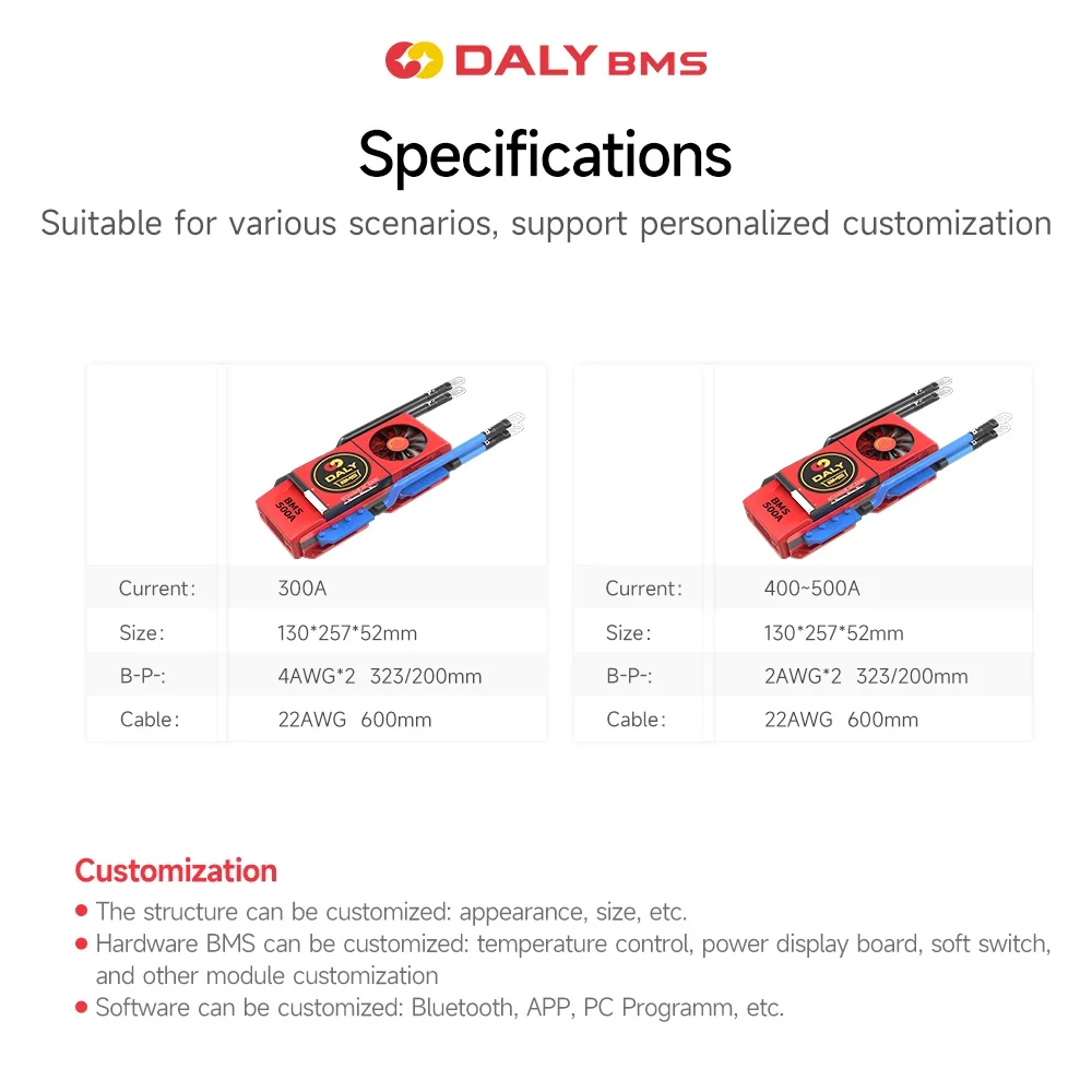 Фото Daly Сильноточный Lfp Bms Smart Lithium Lifepo4 Аккумулятор солнечной энергии 15S 16S 48V 300A 400A 500A Система управления Bms №4