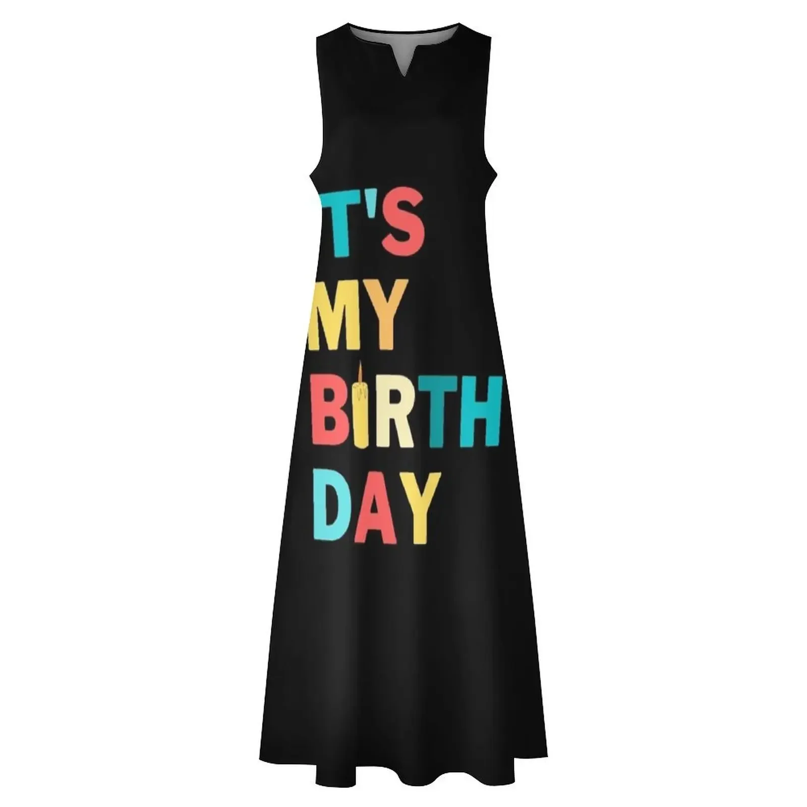 Фото It's My Birthday - Цитата Длинное платье, платья, летние элегантные и красивые женские платья, платье, женское длинное платье №3