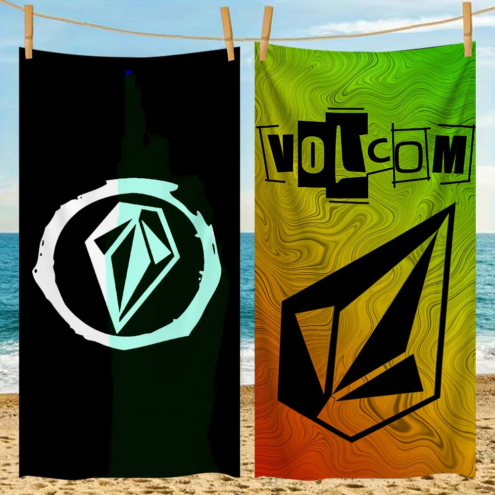 V-Volcom ЛОГОТИП Пляжное полотенце из микрофибры без песка Быстросохнущие мягкие пескозащитные полотенца для бассейна Подарок для женщин Путешествия Тренажерный зал Душ Кемпинг