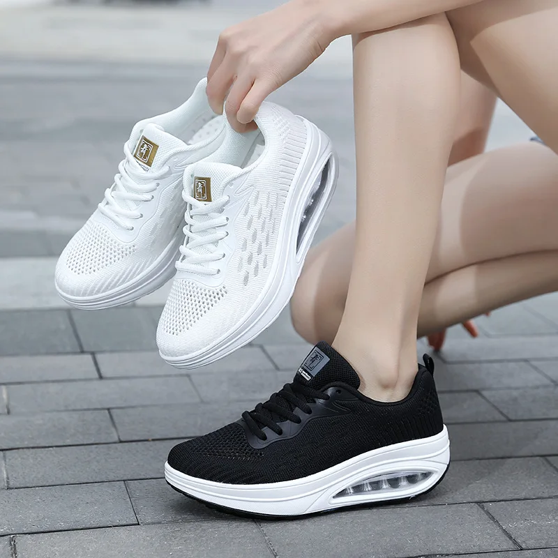 Фото Женские кроссовки с белым низом из говяжьей кожи, Sepatu Kasual, женские плоские женские кроссовки, Sepatu Tebal подошва, Tinggi Meningkatkan Sepatu5Cm №3