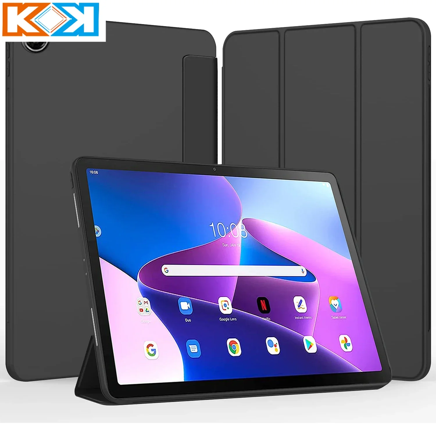 KOK для Lenovo Tab M10 Plus 3-го поколения TB125FU TB-128FU Gen 3, чехол 10,61, тройной смарт-чехол из искусственной кожи для Xiaoxin Pad 2022 10,6 F