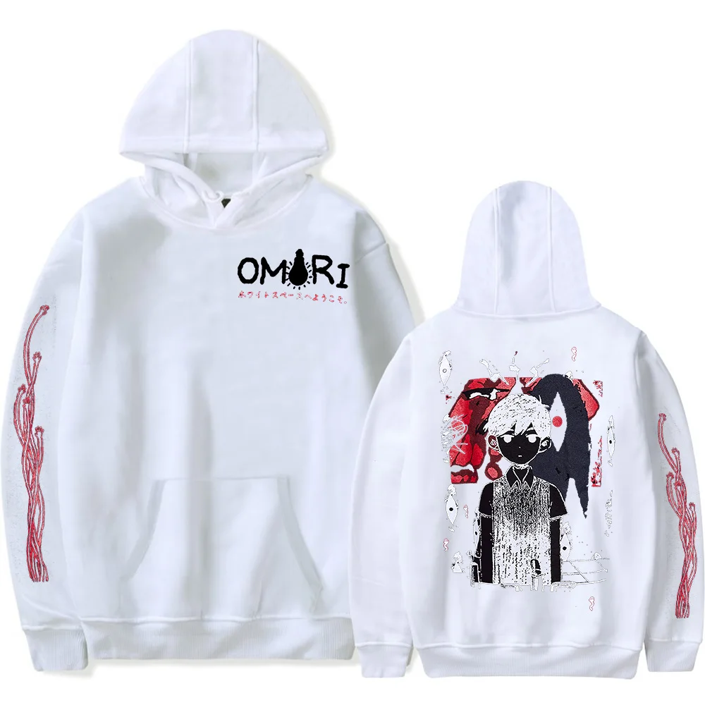 Фото 2023 Omori Красная толстовка с космическим принтом Merch популярный графический принт с боковой стороны Унисекс Модный повседневный уличный Топ №2