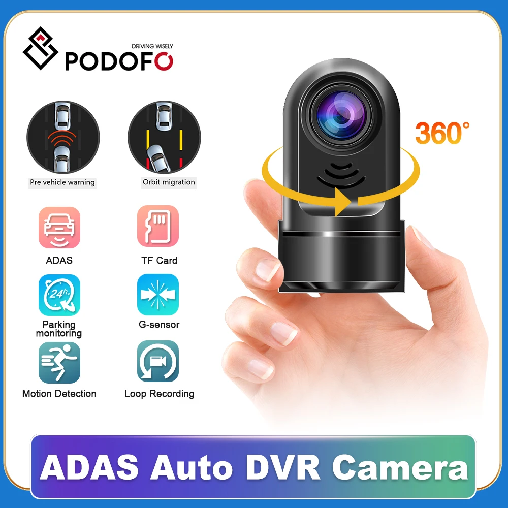 Podofo HD 1080P ADAS Dash Cam 360 ° Мини Автомобильный DVR USB циклическая запись g-сенсор рекордер для Android автомобиля радио 24 часа упаковка монитор