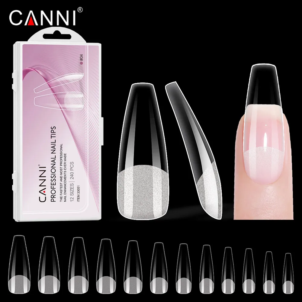 Фото CANNI 240 шт. пресс на поддельные ногти полуматовый миндаль гроб полный/половина акриловый квадратный накладные ногти Советы продлить расширение наконечники для клея №2