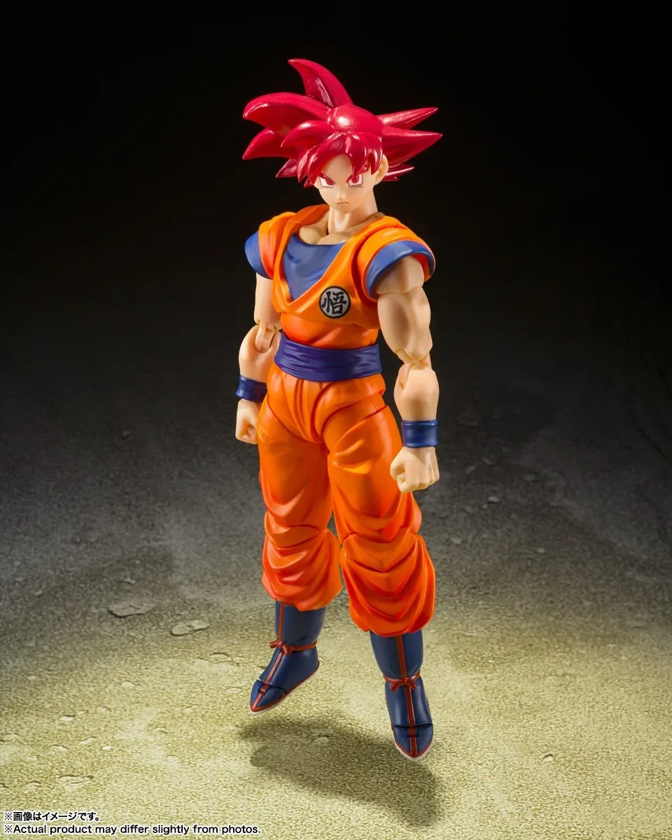 Фото Оригинальный BANDAI S.H. Фигурarts Super Saiyan God Red Hair Son GOKU Dragon Ball Z Аниме экшн-модель из ПВХ Коллекция Подарки на день рождения №3