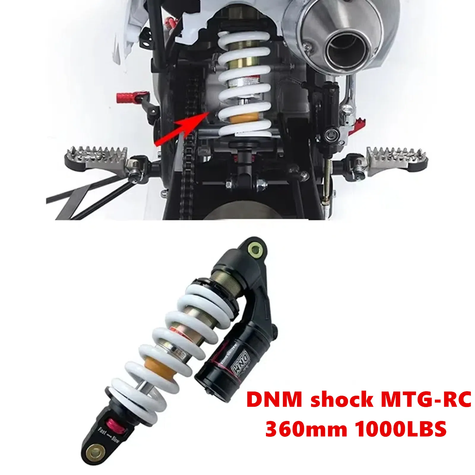 Фото Оригинальный задний амортизатор DNM MTG-RC 360 мм 1000 фунтов с подушкой безопасности мотоцикла |   Внедорожный особенный |   демпфирующий дизайн №5