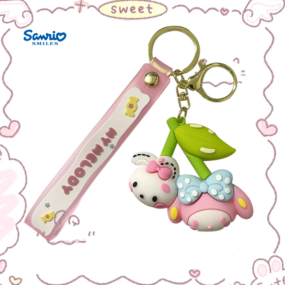 Семейный портрет Sanrio в форме вишни, брелок с персонажем, автомобильный брелок, подвеска для сумки, изысканный подарок на дни рождения друзей и h
