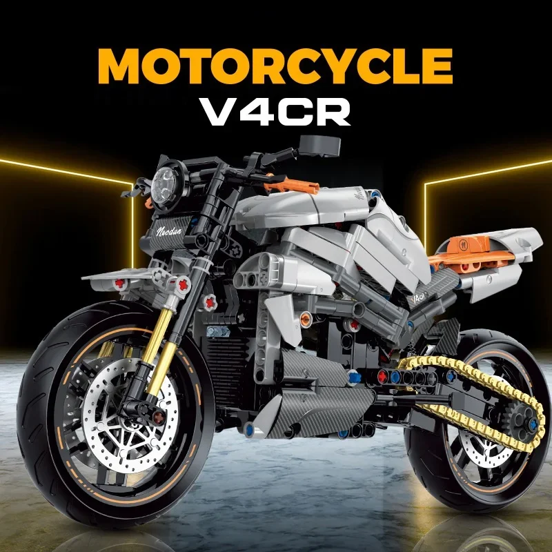 Новый No 60508 Мотоцикл Техническая 1:8 Модель Строительные Блоки MOC Гоночный Автомобиль V4R 642 ШТ Мотоцикл Наборы Кирпичей Игрушки Для Детей Подарки