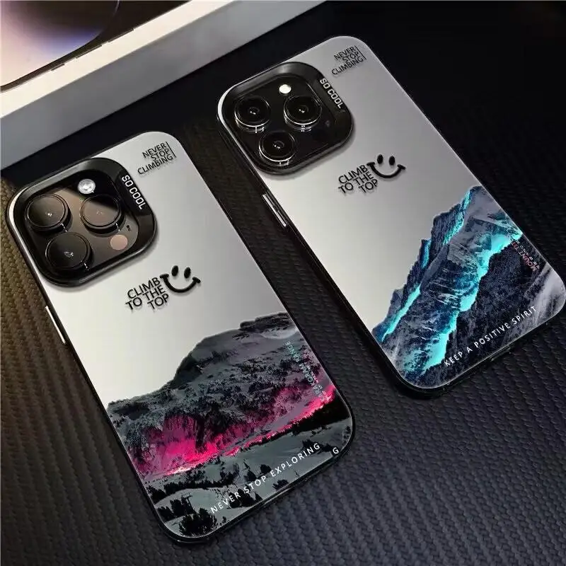 Чехол для Xiaomi POCO X6 X5 F4 F3 GT X3 NFC C50 C51 Mi 11 Lite 5G NE 13T 12T Snow Mountain Landscape Sunset Plating Matte Cover