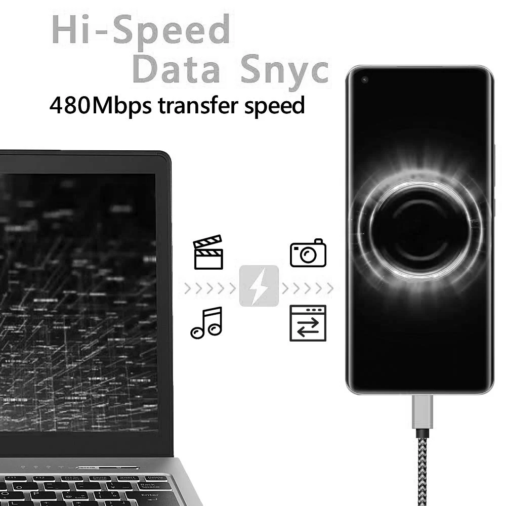 Фото USB Type C к USB-A Кабель для быстрой зарядки Универсальная нейлоновая оплетка USB-кабель для быстрой зарядки данных для Android Samsung Huawei Xiaomi №4