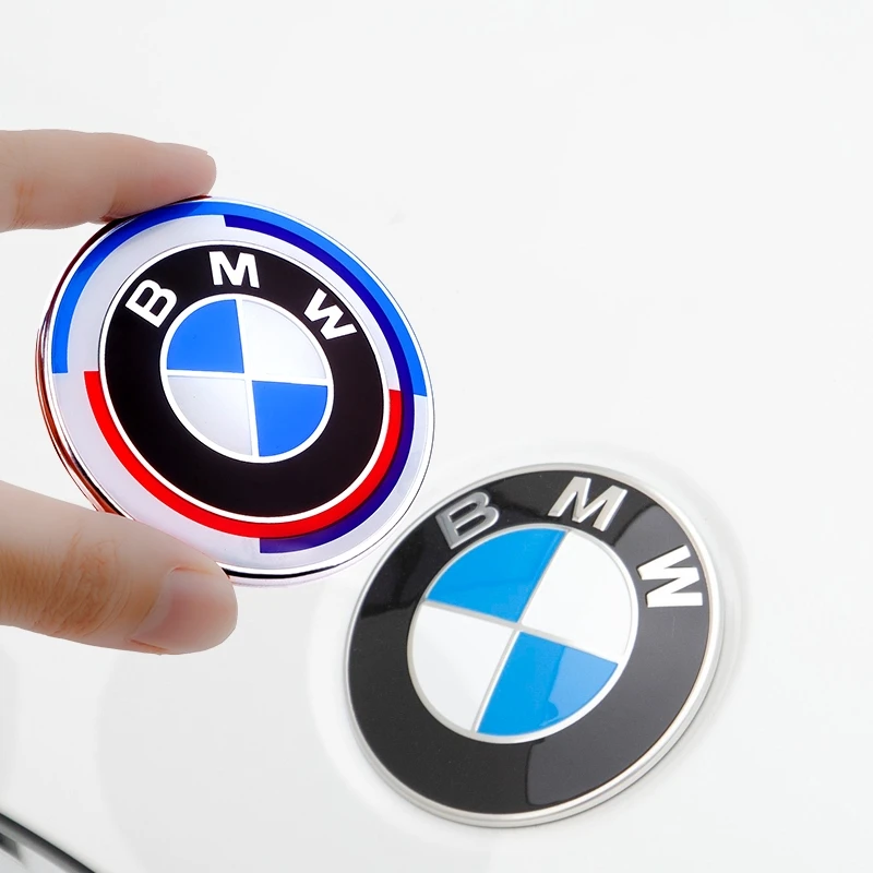 Эмблема Переднего Капота для BMW, логотип на 50-ю годовщину, 81 мм + задний значок 74 мм + колпачок на ступицу колеса 68 мм + 56 мм, наклейка на руль 46 мм