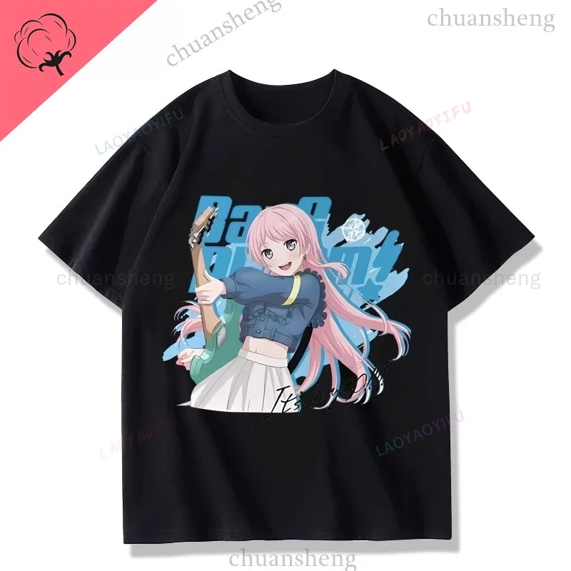Фото BanG Dream! Это МиГО!!!!! Футболка с принтом аниме, топ, летняя универсальная одежда, футболки унисекс с рисунком, футболки из чистого хлопка №3