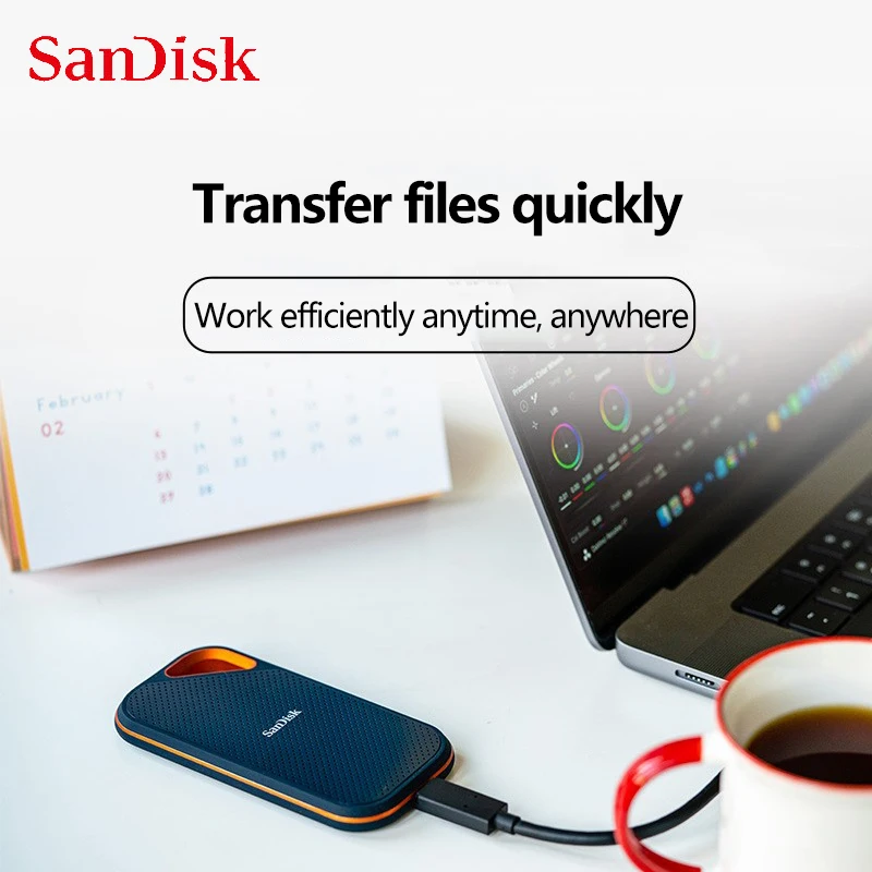 Фото SanDisk E81 Портативный внешний SSD 1TB 2 ТБ 4TB USB3.2 Type-C HD Экстремальный твердотельный накопитель скорость чтения 2000 Мб/с NVMe №5