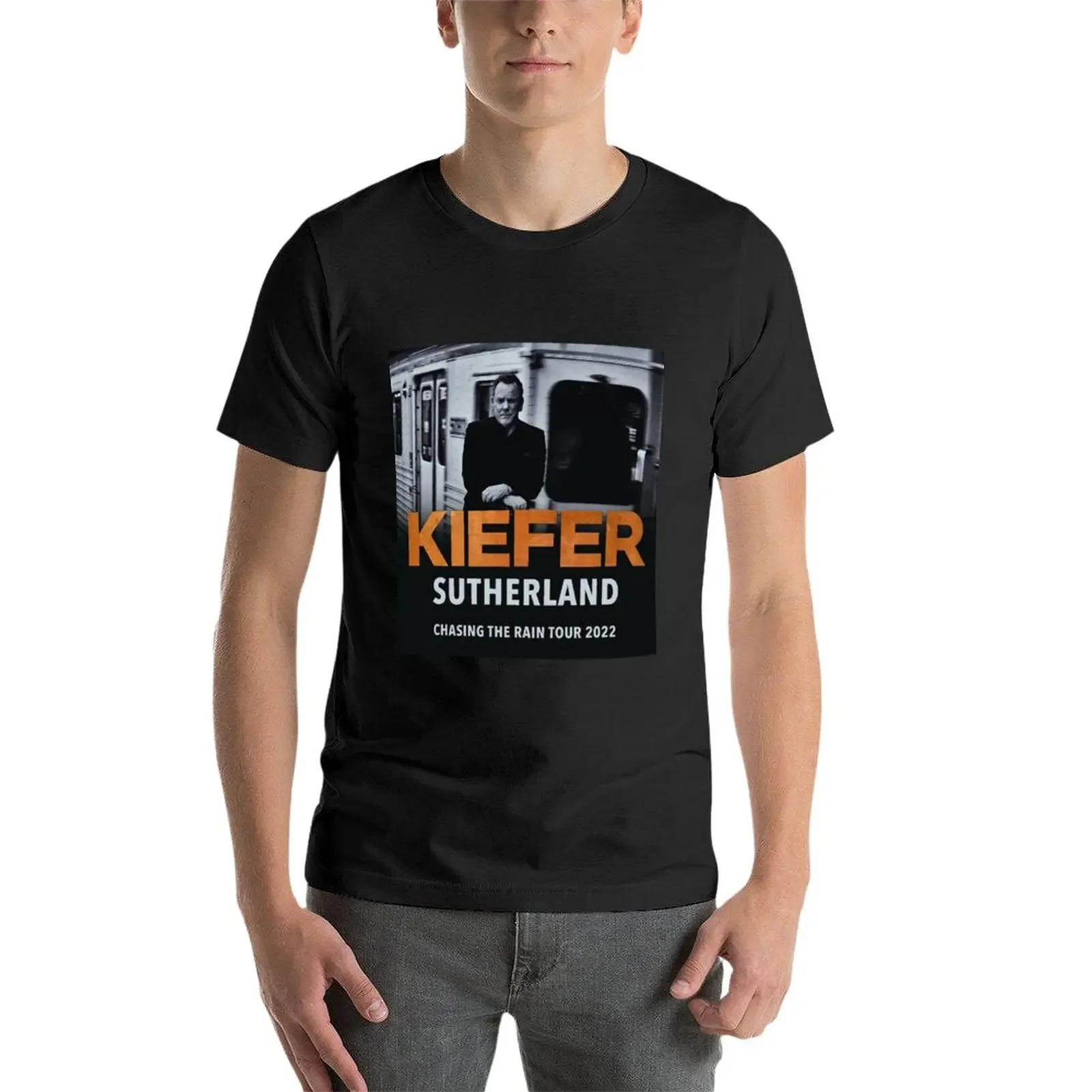 Фото Новинка 2022 футболка с надписью «гонящий дождь» Kiefer Sutherland Tour, Забавные футболки, аниме одежда, мужская одежда №3