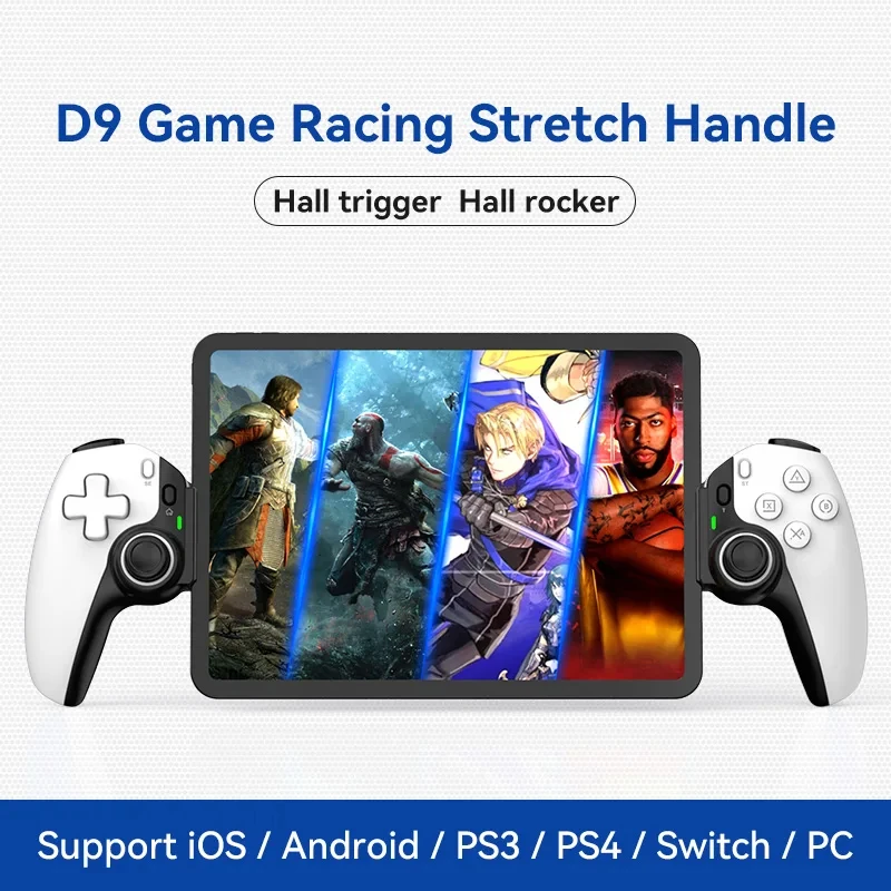 Телескопический игровой контроллер D9, RGB подсветка, геймпад с Turbo/6-осевым гироскопом/вибрацией для Android IOS PS3 PS4 Switch PC