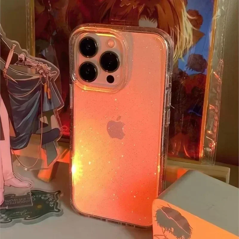 Роскошный Блестящий Прозрачный чехол для телефона iPhone 15 14 13 12 11 Pro Max Plus Mini X XR XS 7 8, противоударный мягкий чехол из ТПУ (art.: 3920c56f577ac) - 3920c56f577ac