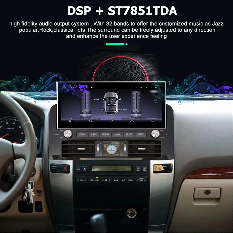 Фото Автомобильный радиоприемник 12,3 дюймов Android 10,0 для Toyota Land Cruiser Prado 2003-2010, GPS-навигация, мультимедийный плеер, головное устройство 4G Carplay №5