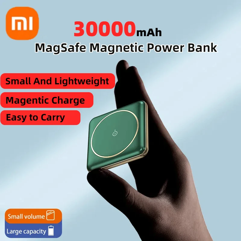 Xiaomi Mini 30000 мАч Магнитный внешний аккумулятор Беспроводное зарядное устройство Быстрая зарядка Внешний аккумулятор Портативный для iPhone Huawei Samsung Новый
