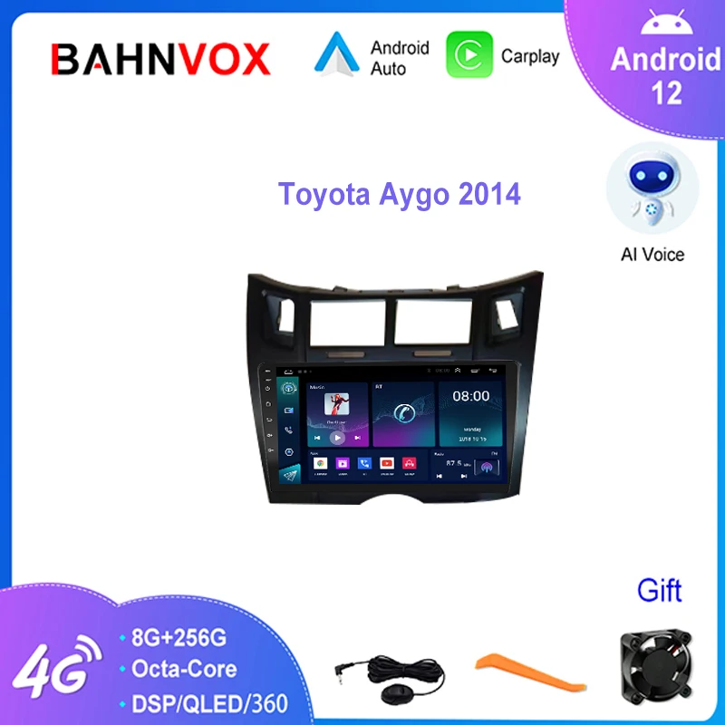 Автомагнитола 9 дюймов Android 12,0 для Toyota Aygo 2014, GPS-навигация, мультимедийный плеер, стерео головное устройство WIIF Carplay 2 Din