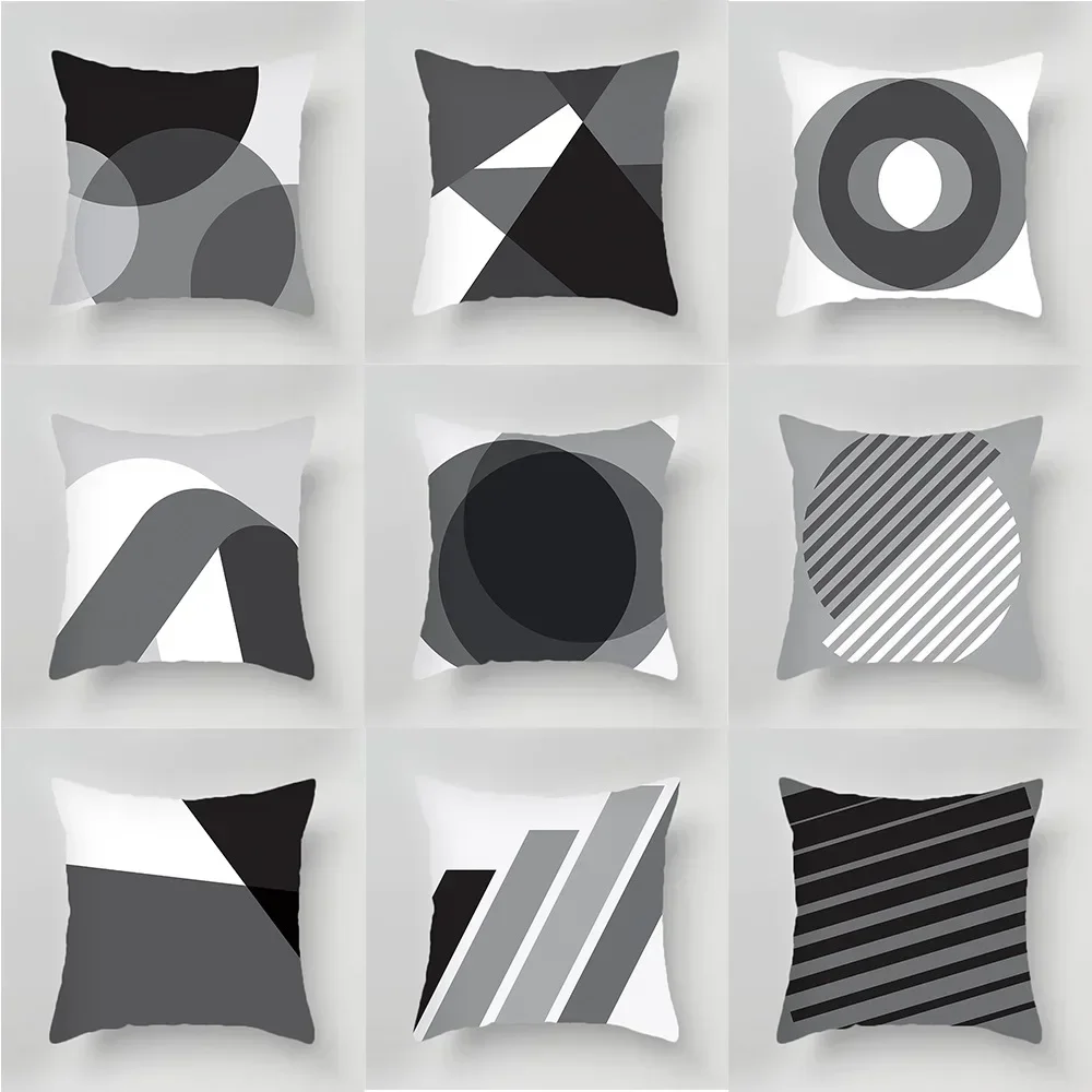 Фото Sarung bantal geomgeometris hitam dan icht, bantal диваны №2
