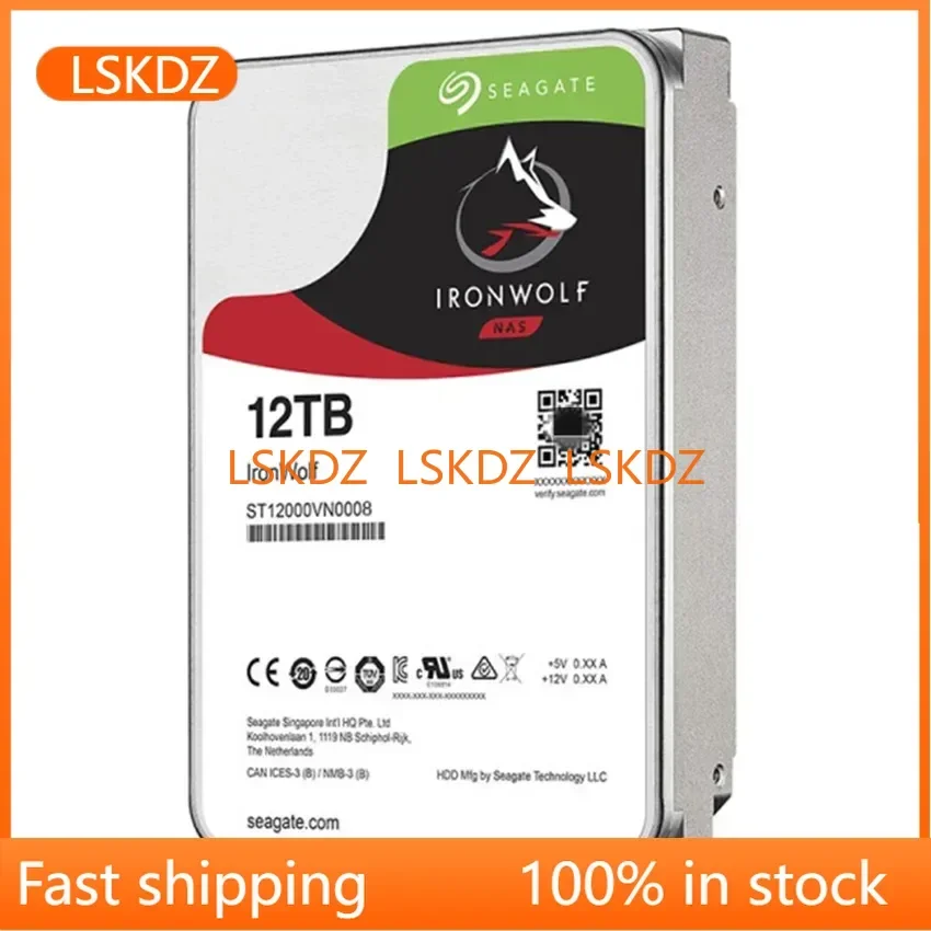 Для Seagate IronWolf 12TB NAS внутренний жесткий диск 7200 дюйма SATA RPM (ST12000VN0008) Новый
