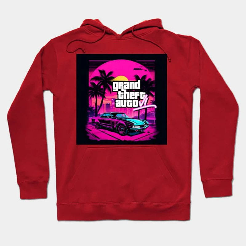 Фото Модная мужская толстовка с капюшоном Grand Theft Auto VI GTA 6, женская мода, простой пуловер с длинными рукавами, уличный тренд, большая толстовка Y2k №4