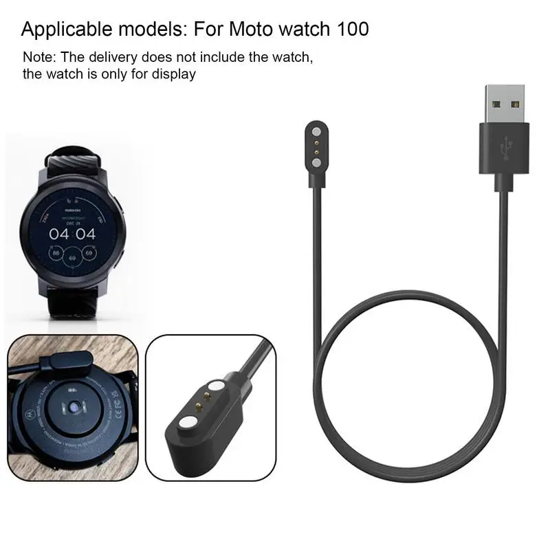 Фото Шнур зарядного устройства для умных часов 100 см для MOTOROLA MOTO watch100 Магнитный зарядный кабель Кабель для быстрой зарядки Защита от перегрузки №2