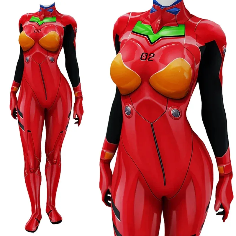Аниме EVA Asuka Rangure Косплей Костюм Супергерой Женщина Девушка Боди Комбинезон 3D Печатный Спандекс Зентаи Наряд Костюм Хэллоуина