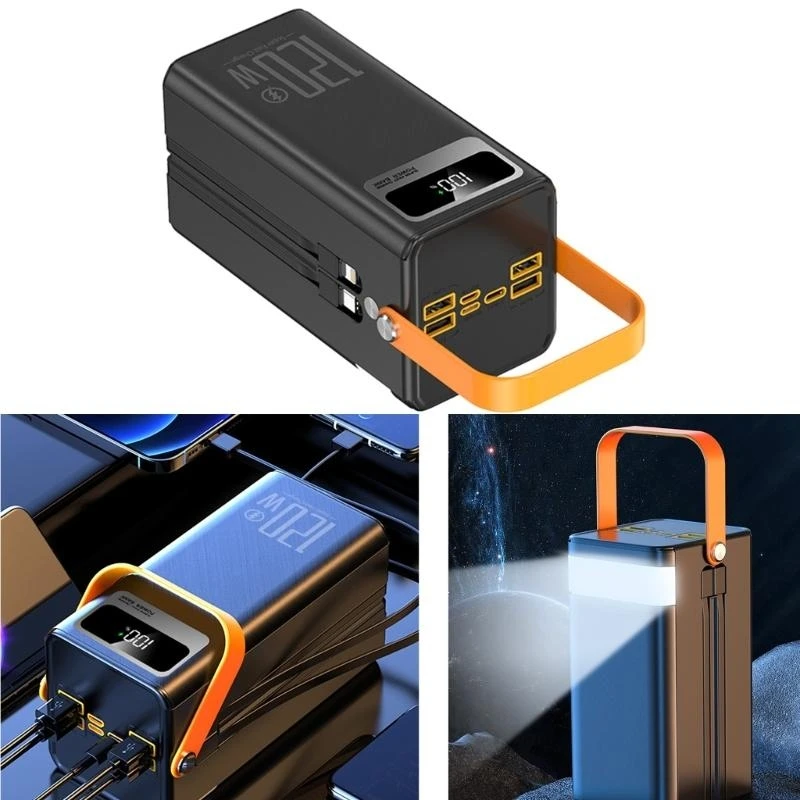 120W Super Fast Fast Grainging Mobile Power Adapter с PD20W и кабелем типа C мАч/6000 мАч для путешествий и на открытом