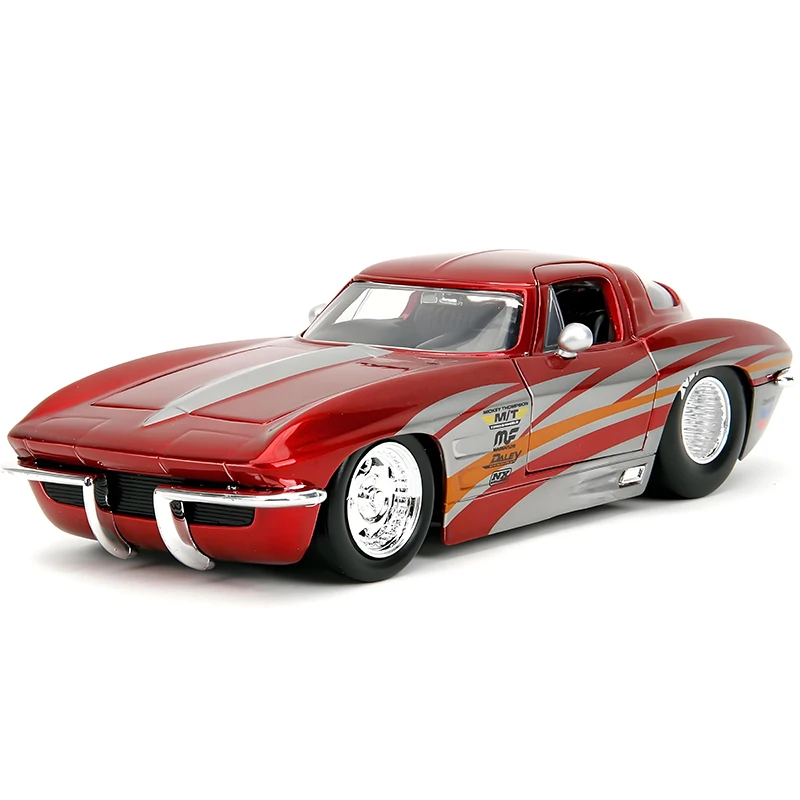 Фото JADA 1:24 CORVETTE STINGRAY 1963, легкосплавный автомобиль, литье под давлением и игрушечный транспорт, модель автомобиля, миниатюрная масштабная модель автомобиля для детей №4