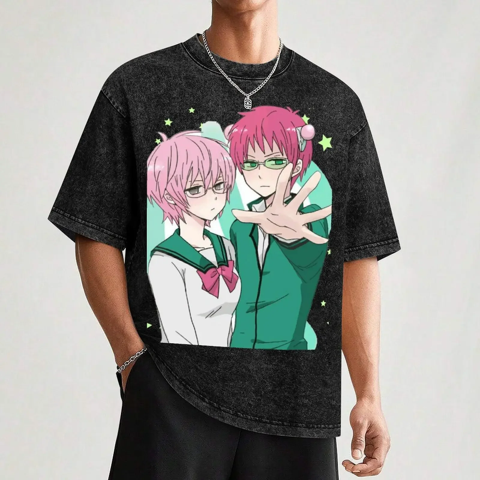 Фото Футболка Saiki K, футболки с персонализированными фигурками аниме, бутиковая одежда на день Святого Валентина, одежда для мужчин №3