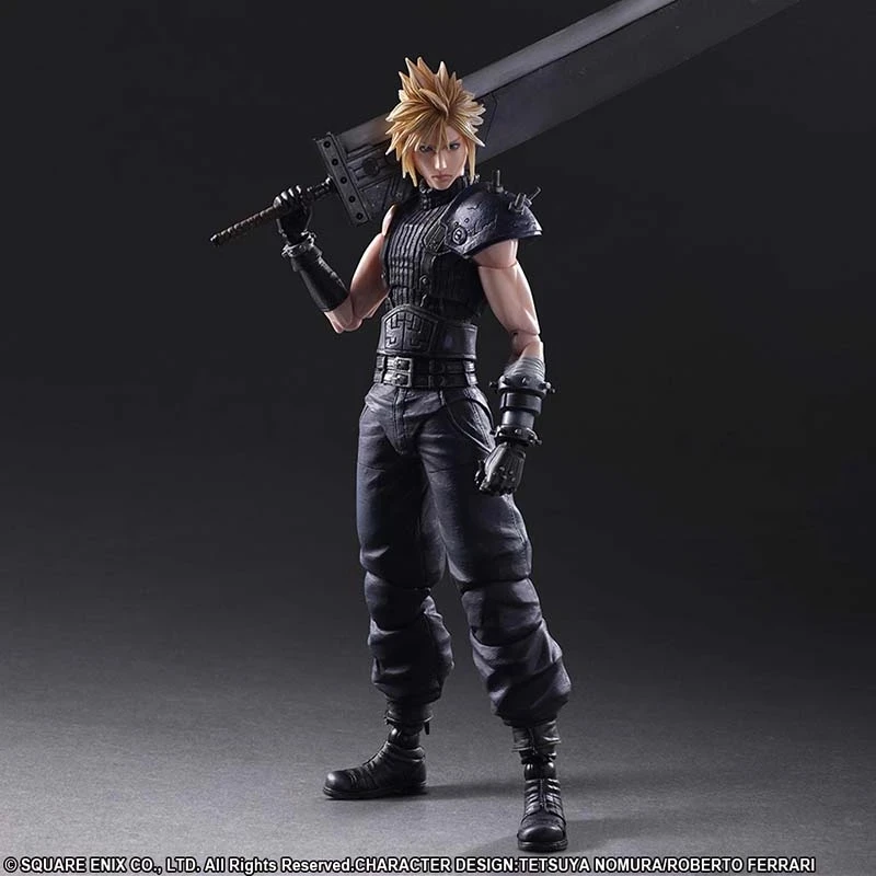 Фото Play Arts Kai Final Fantasy 7 VII Cloud Strife экшн-фигурка меч-ремнирование игрушки 28 см украшение для книжной полки подарок №2