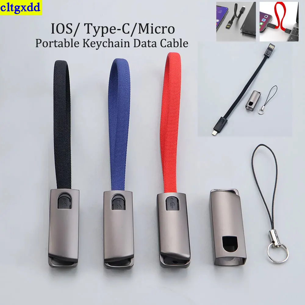 cltgxdd 1 шт. брелок micro Type-C IOS кабель Micro USB для быстрой зарядки портативный короткий кабель для передачи данных для Xiaomi Huawei iPhone