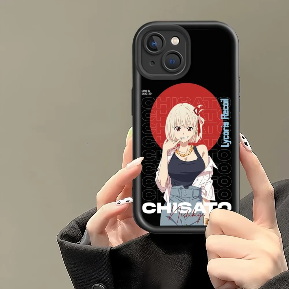 Фото Чехол для телефона с аниме L-Lycoris R-Recoil для iPhone 15 11 12 13 14 Pro Max Модный ударопрочный чехол с допамином №2