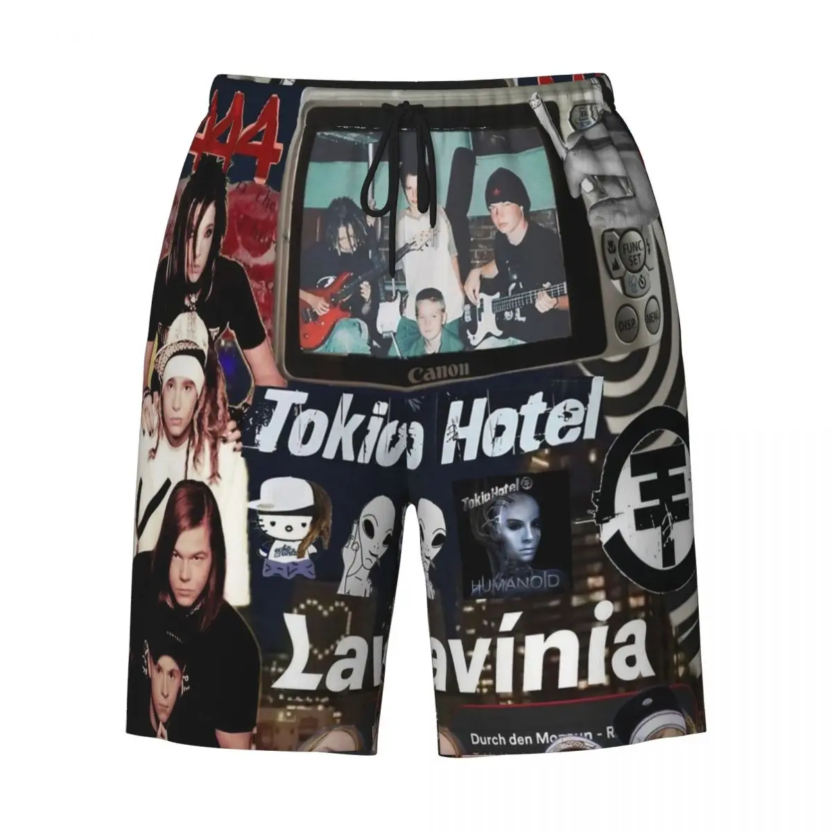 Фото T-Tokio Hotel Board Shorts Летний музыкальный тур Винтажные пляжные шорты Мужские пляжные шорты для бега и серфинга Удобный дизайн №3