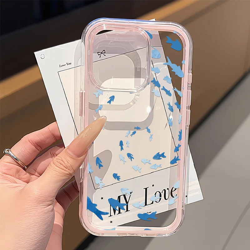 Чехол для телефона Lovely Fish для iPhone 13, чехол для iPhone 14, 11, 15, 17, 12, 16 Pro Max 17, противоударный мягкий силиконовый прозрачный чехол из ТПУ