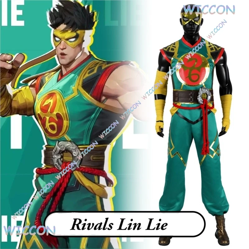 Фото Игра Rivals Lin Lie Косплей Железный кулак Косплей Костюм Топ Брюки Пояс Обувь Комплект Хэллоуин Comic Con Мужской костюм Боевой зеленый наряд №2