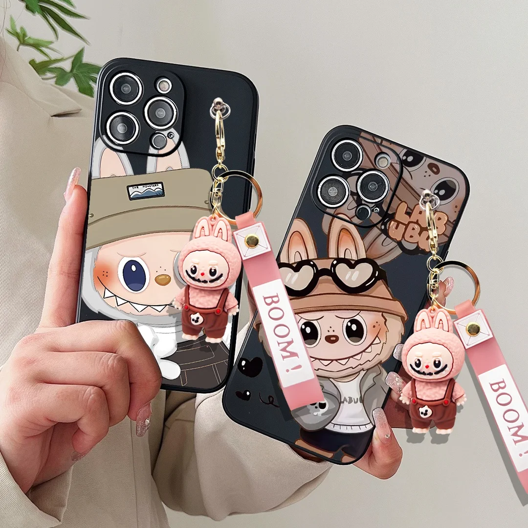Фото Чехол для телефона с 3D мультяшным игрушным брелоком LABUBU подходит для Samsung Galaxy A15 A16 A20 A21 A22 A23 A24 A25 A30 A31 A32 A33 A34 A35 №2