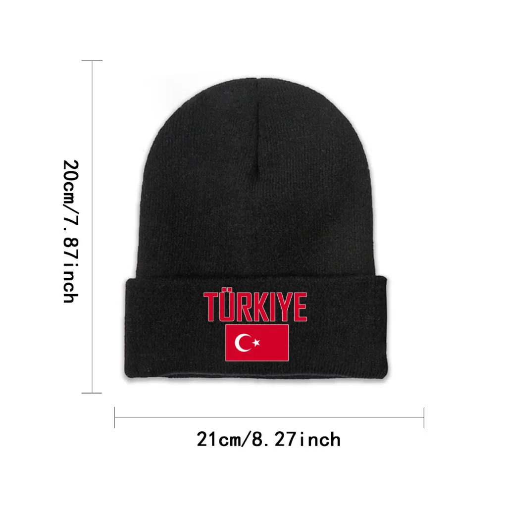 Фото TüRKIYE флаг страны Турции Топ с принтом Мужчины Женщины Унисекс Вязаная шапка Зима Осень Шапка-бини Теплый капот №5