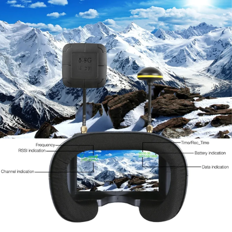 Фото 008D PRO FPV Goggle 5,8 ГГц 40-канальный приемник с DVR 3,7 В/2000 мАч Аккумулятор 4,3-дюймовый HD LCD 16:9 для гоночного дрона Micro BWhoop Drone №4