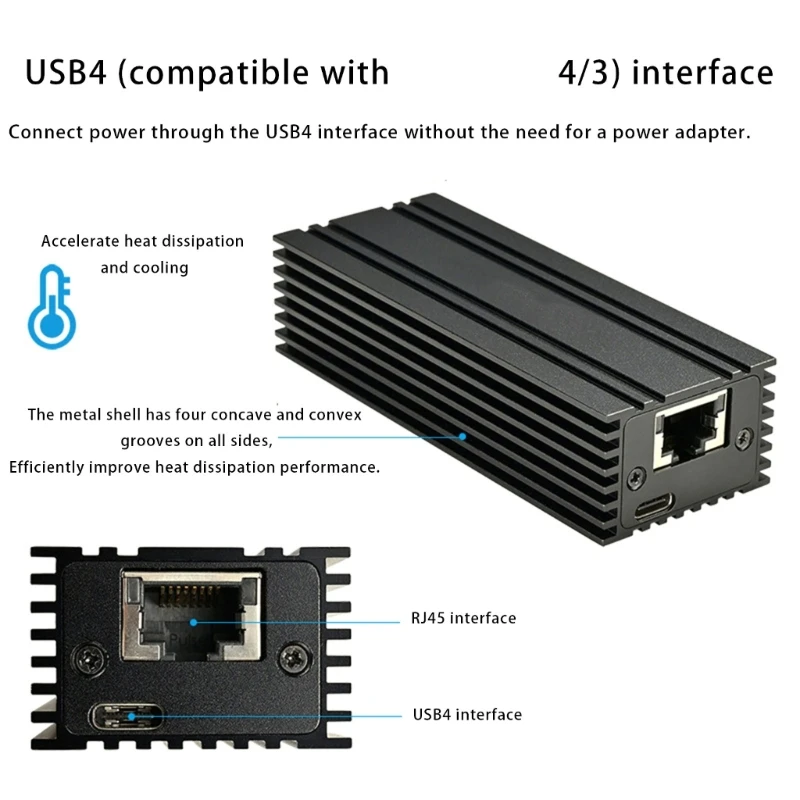Сетевые карты Ethernet от USB4 до 10 ГБ для гигабитов 3/4 10 ГБ Сетевые адаптеры RJ45 Электрический порт Поддержка окна