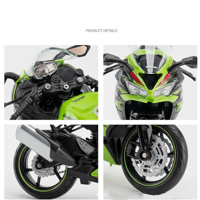 Фото Коллекция 1/12 Kawasaki Ninja ZX-6R гоночный мотоцикл для пересеченной местности игрушечный город литая модель супер Спортивная миниатюрная коллекция подарок для мальчиков и детей №5