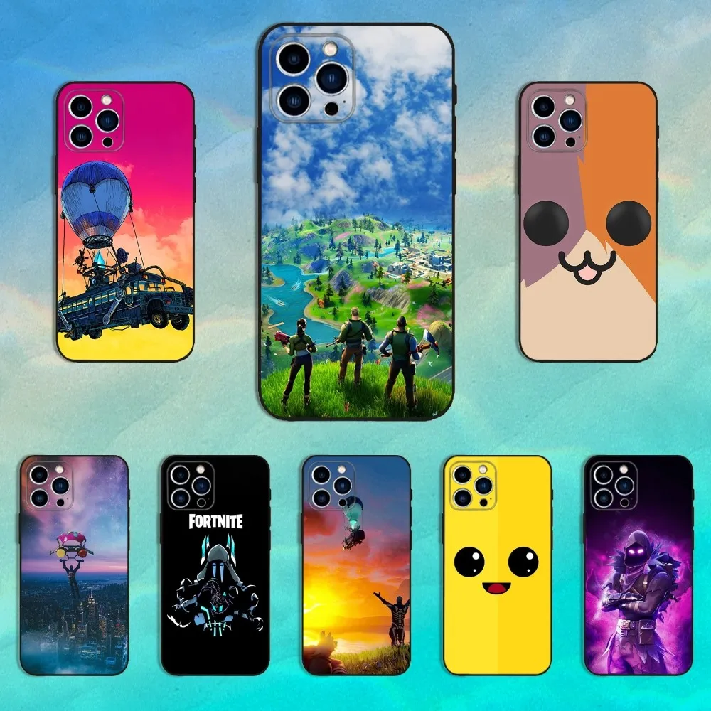 Крутой игровой чехол для телефона F-Fortnites для iPhone 16,15,14,13,12,11 Plus, Pro Max, XS, XR, SE, Mini,8,7, мягкий силиконовый черный чехол